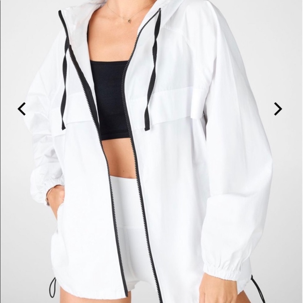 NWOT Fabletics Oversized Rain Jacket White Medium